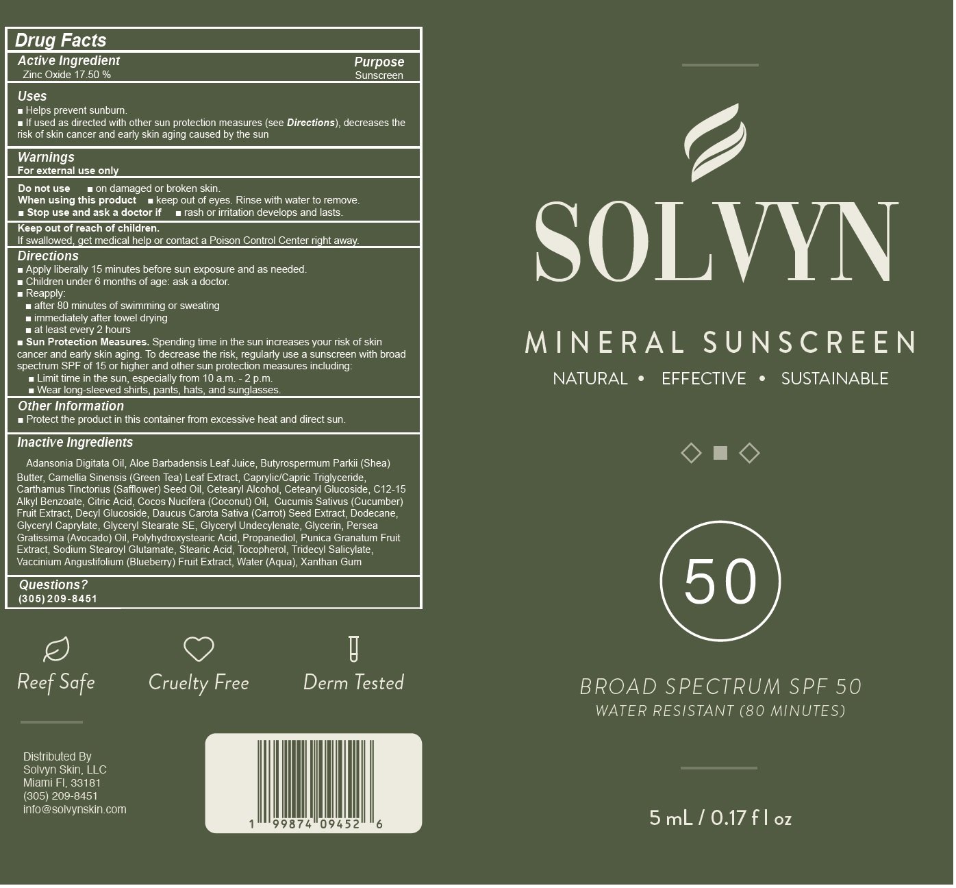 Solvyn Mineral Sunscreen SPF 50
