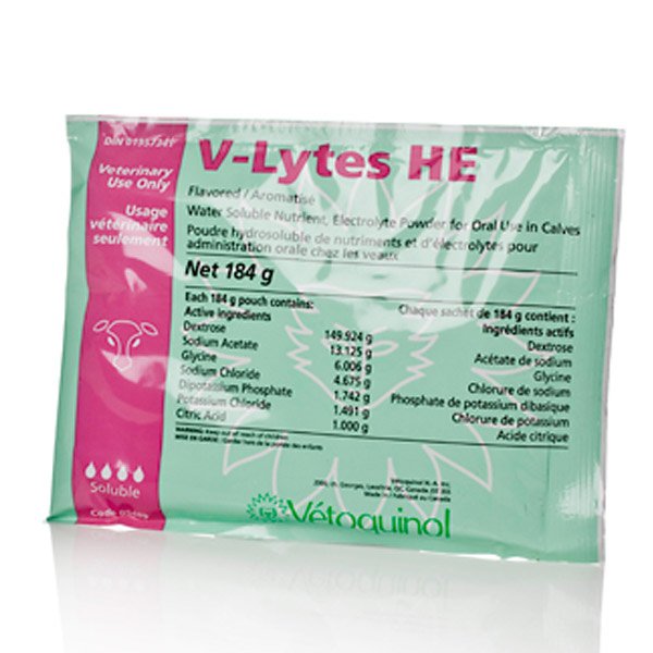 V-LYTES HE (WATER SOLUBLE NUTRIENT, ELECTROLYTE POWDER FOR ORAL USE IN CALVES)