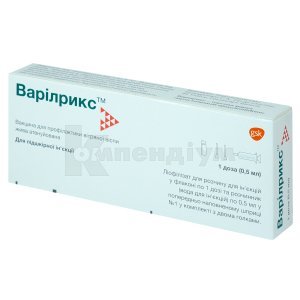 ВАРІЛРИКС/VARILRIX ВАКЦИНА ДЛЯ ПРОФІЛАКТИКИ ВІТРЯНОЇ ВІСПИ ЖИВА АТЕНУЙОВАНА